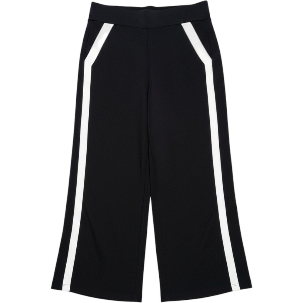 Spanx AirEssentials Wide Leg Crop Pants Black White Stripe 1X Petite Tuxedo
